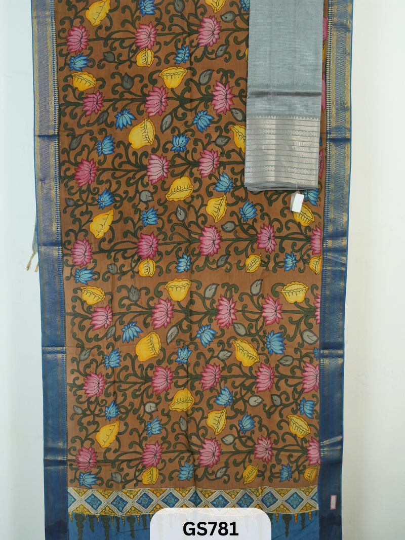 Mangalgiri Top with Pen Kalamkari Dupatta (Top and Dupatta only)