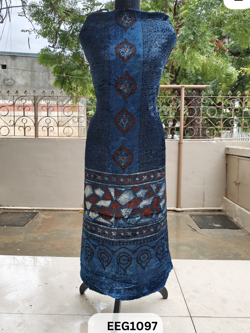 VELVET AJRAKH PRINTED TOP-2.4 MTR