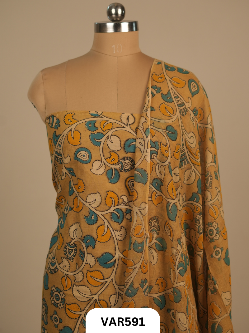 KALAMKARI 2 PCS SALWAR SUIT- top2.5 mtr and duppatta