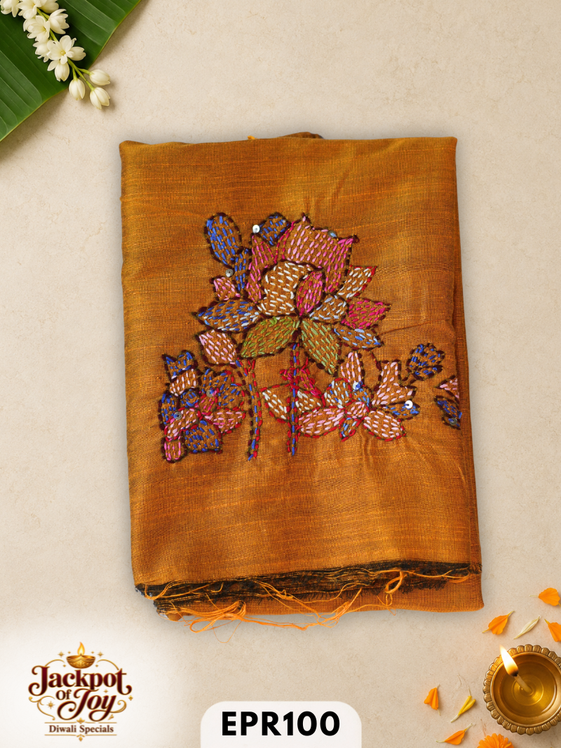 Raw silk with Kantha Blouse
