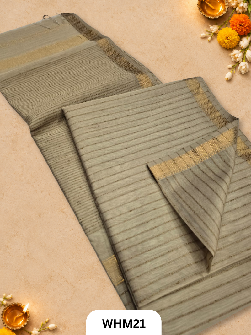 Maheshwari Handloom Jutte Pallu Line Saree