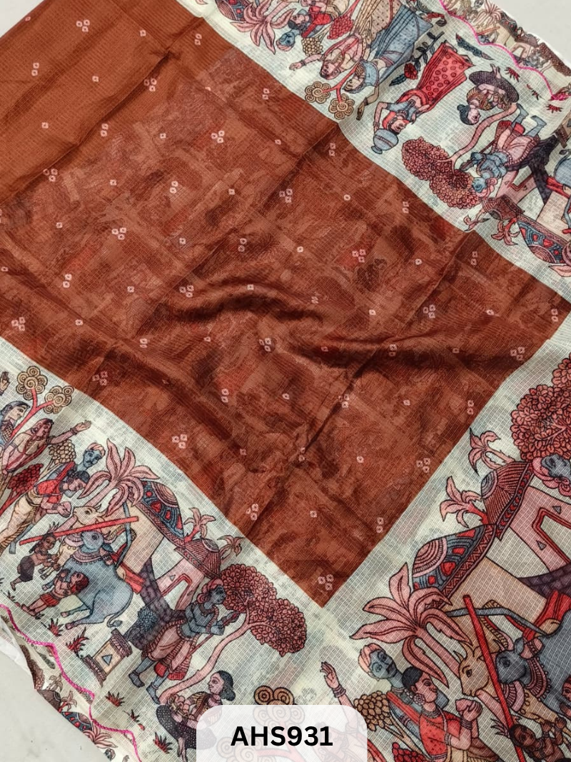 Soft Silk Kota Digital Print Saree With Blouse