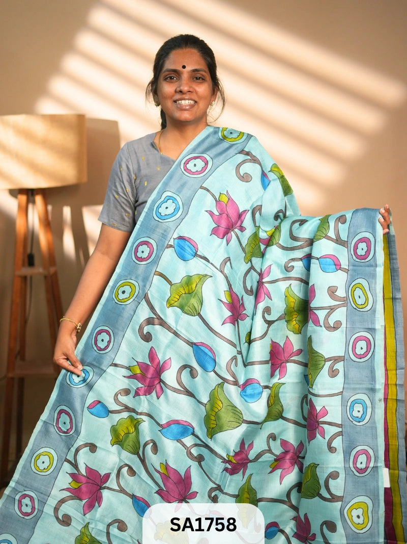 MURSHIDABAD SILK SAREE HAND PAINTED