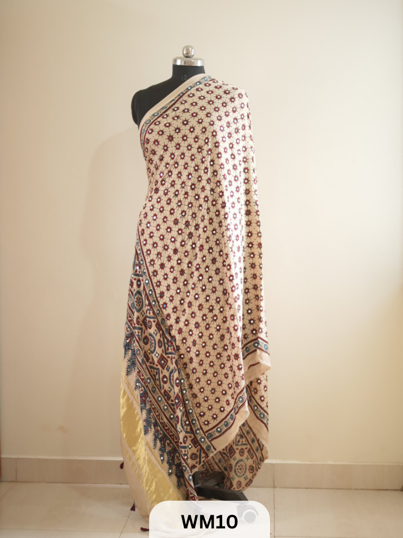 MODAL SILK WITH GLUED MIRROR LAGDI PATTA DUPPATTA