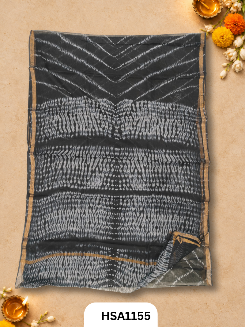 Hand Block Printed Kota Doriya Saree with Blouse