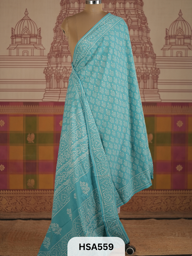 COTTON AJRAKH HANDBLOCK SAREE