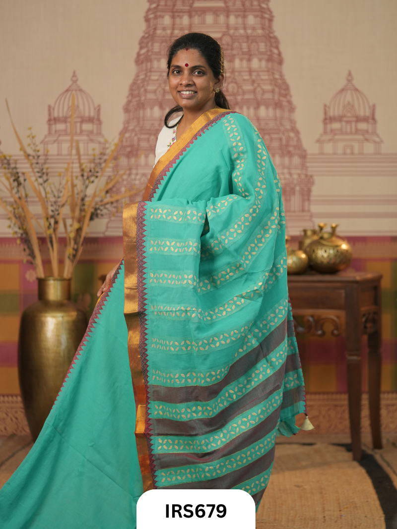 Chettinadu Saree With Barmer Aplique Work