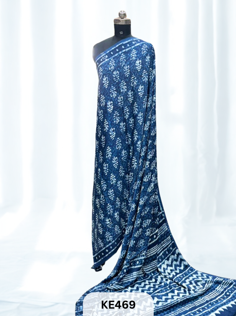 AJRAKH MODAL INDIGO SAREE - SPECIAL DEAL