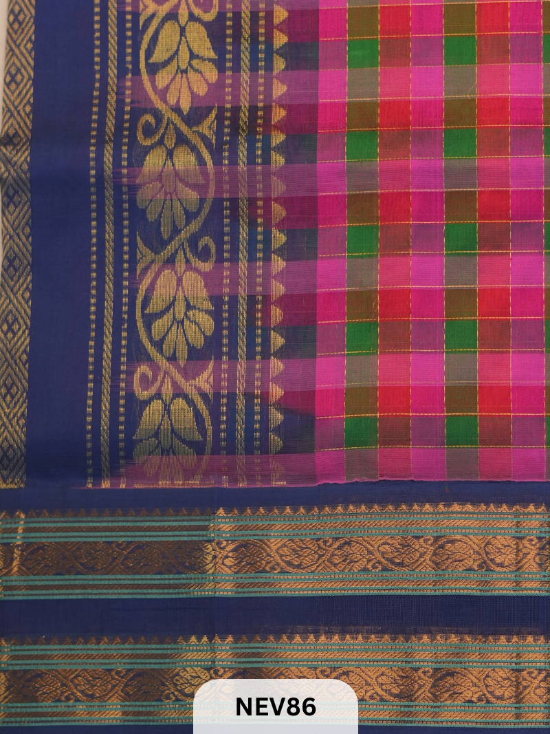 Korvai D/B Pallum Pazhamum Checks With Zari