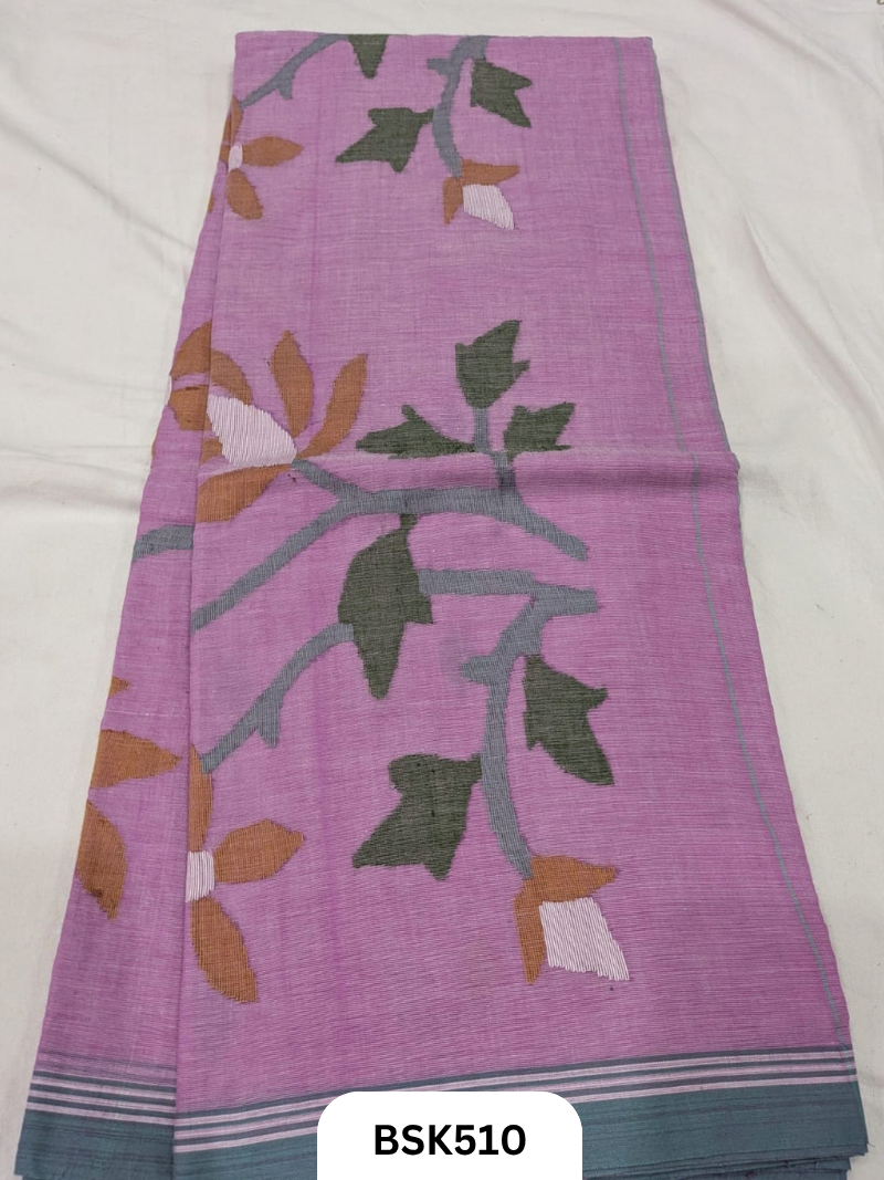 Handloom Pure Mul Cotton With Jamdhani Weave Saree