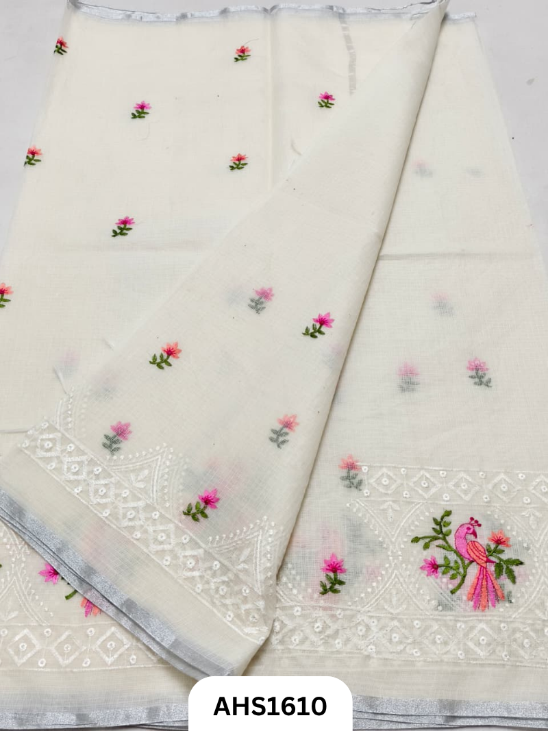 Kota Cotton Embroidery Work Saree with Blouse