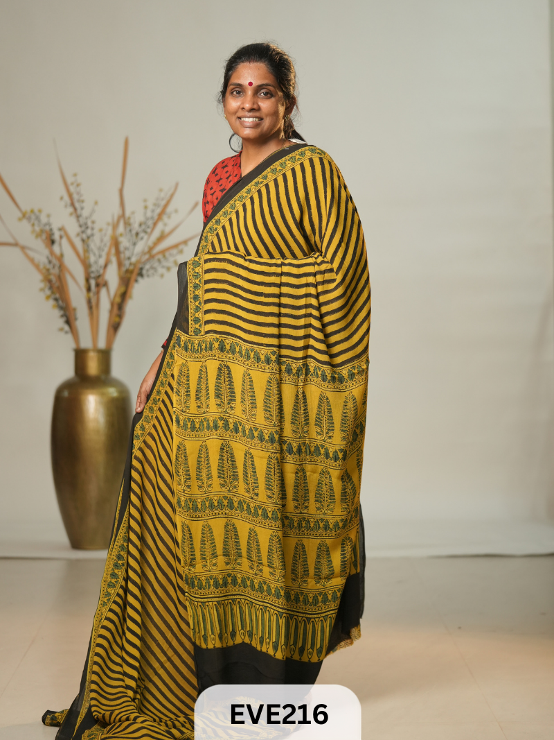 Chinon Chiffon Ajrakh Print Saree