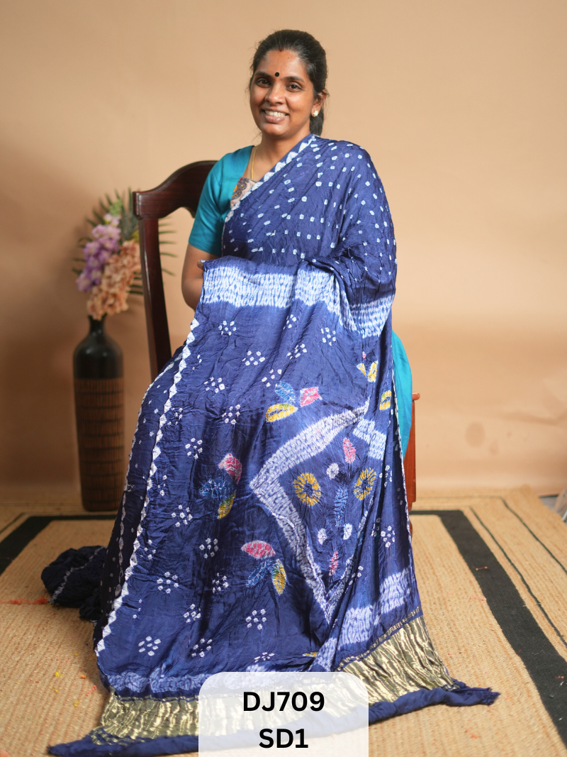 BANDHANI & AJRAKH MODAL SAREES | LAGDI PATTA | SHIBORI
