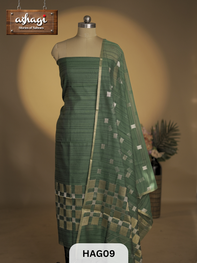 CHANDERI 3PCS SALWAR SUIT - UNSTITCHED SUIT