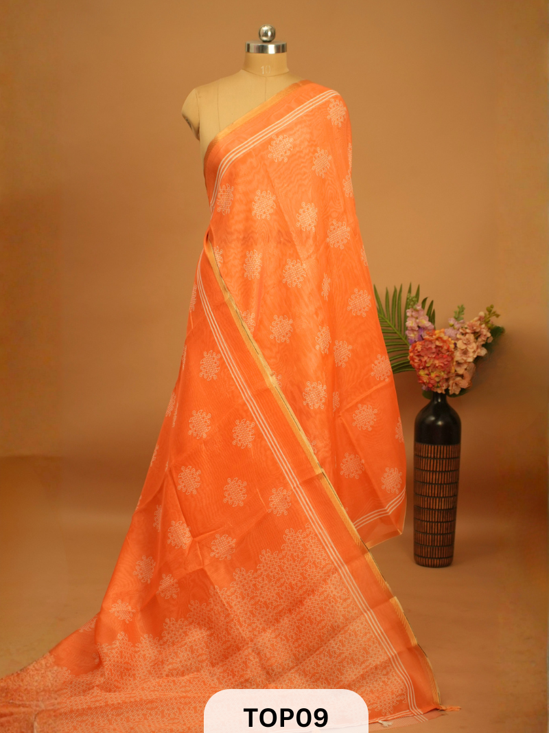 KOLLAM PRINT SEMI LINEN COTTON SAREE