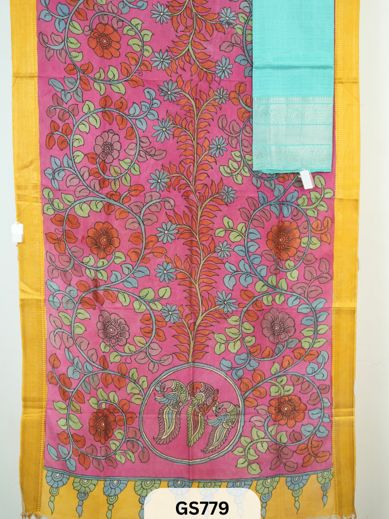 Mangalgiri Top with Pen Kalamkari Dupatta (Top and Dupatta only)