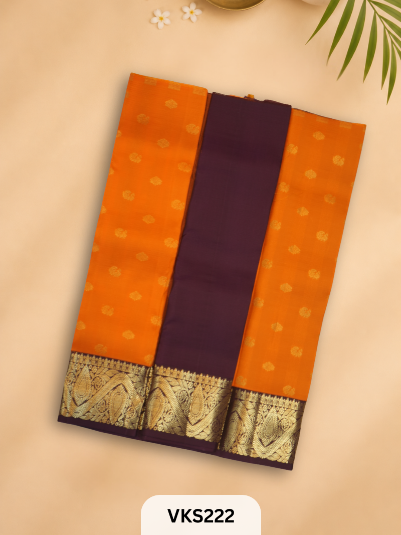 PURE KANCHIPURAM PATTU PAVADAI SET 1 - 2 YEAR