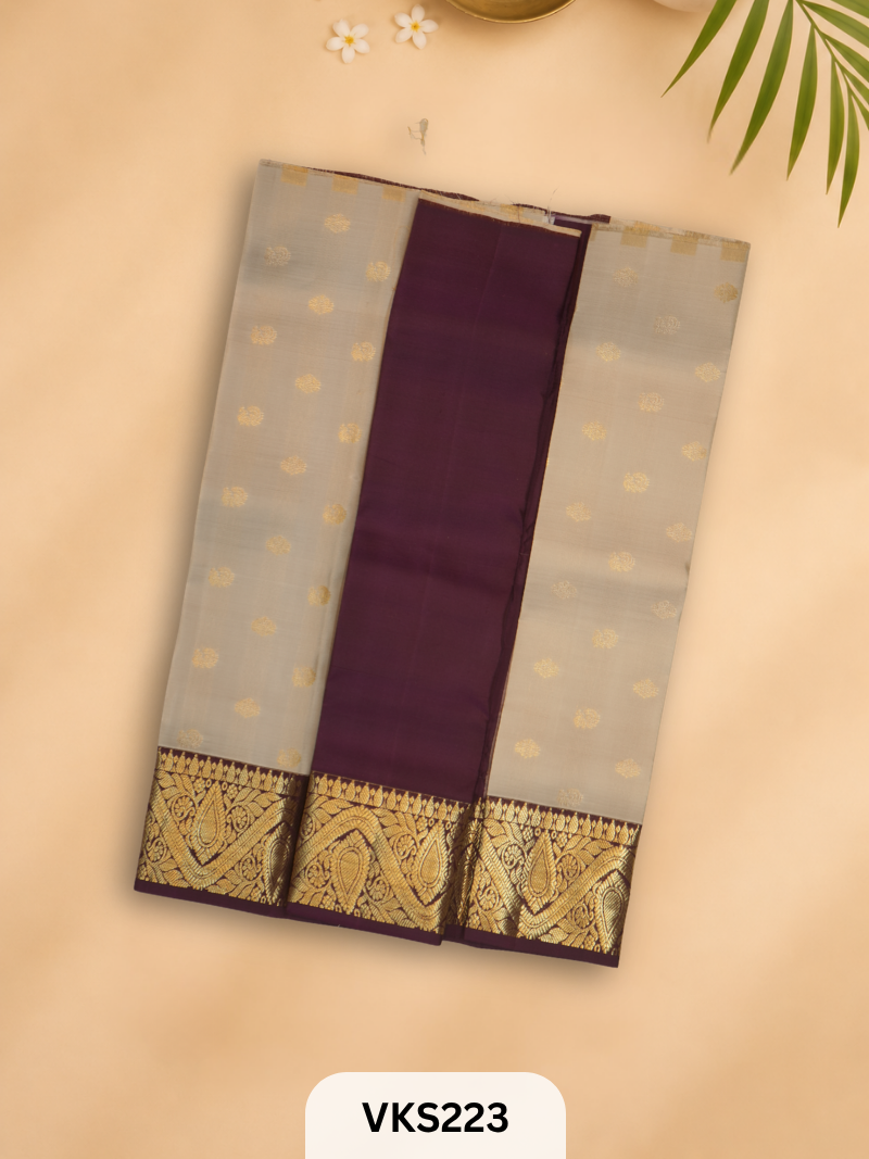 PURE KANCHIPURAM PATTU PAVADAI SET 1 - 2 YEAR
