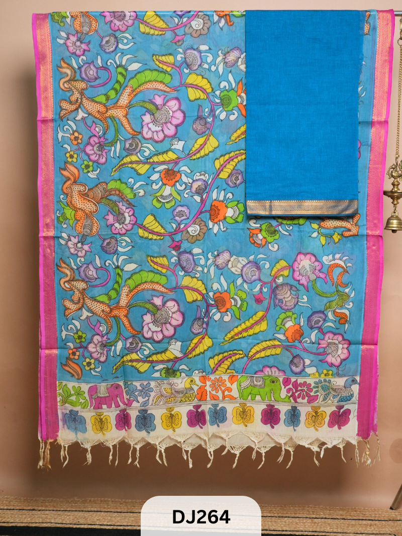 Mangalgiri Top with Pen Kalamkari Dupatta (Top and Dupatta only)