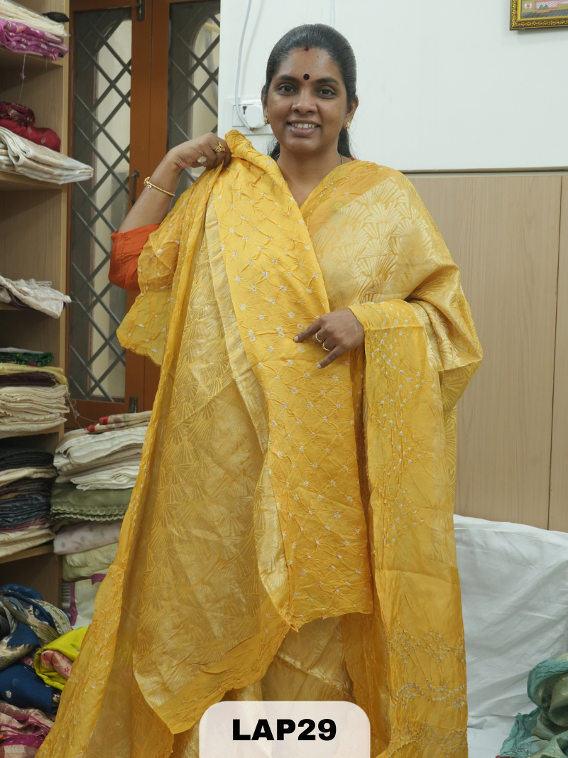 BANARAS KORA BROCADE DUPION BHANDHEJ SAREE