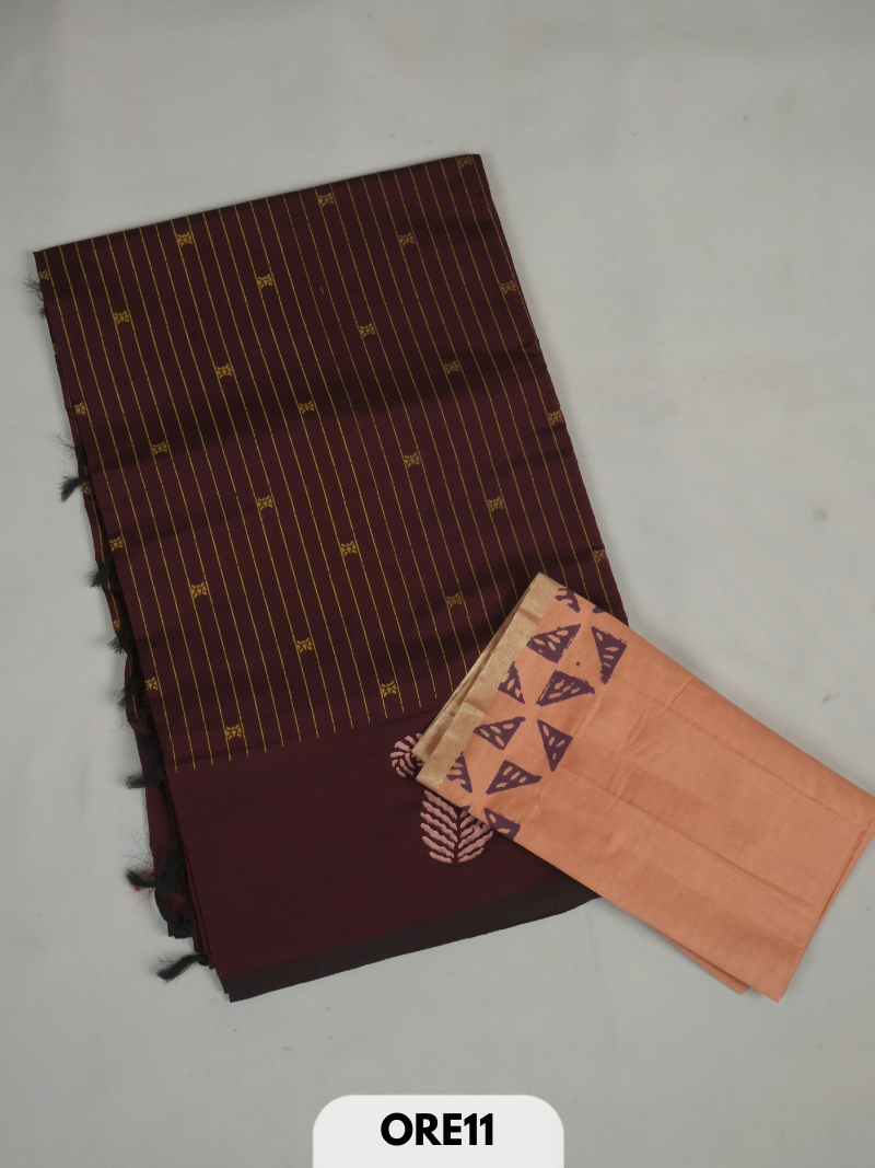 South cotton handblock print saree
