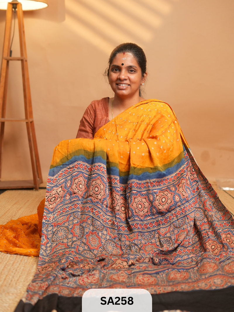 MODAL SILK WITH BANDHINI WORK