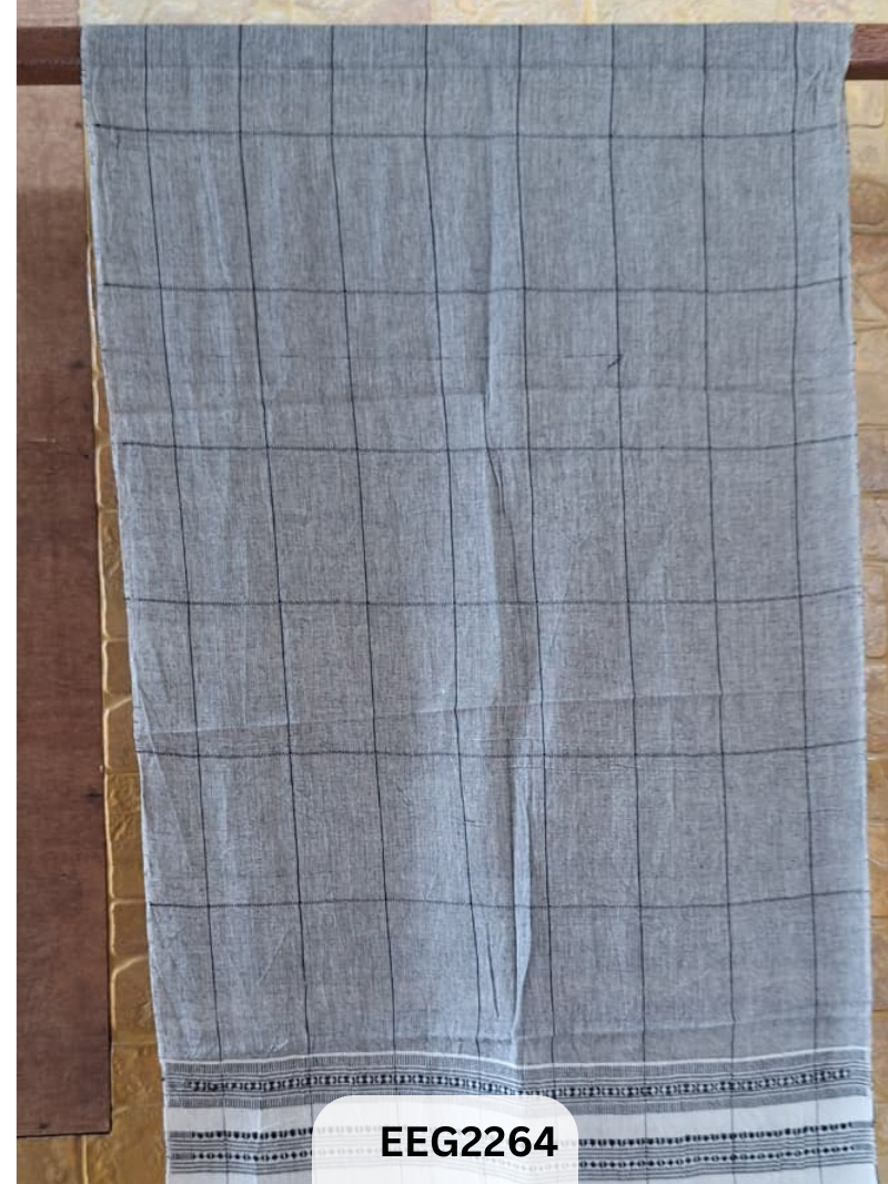 HANDWEAVED KALA COTTON STOLE WITH TESSLES-2.2MTR*20INCH
