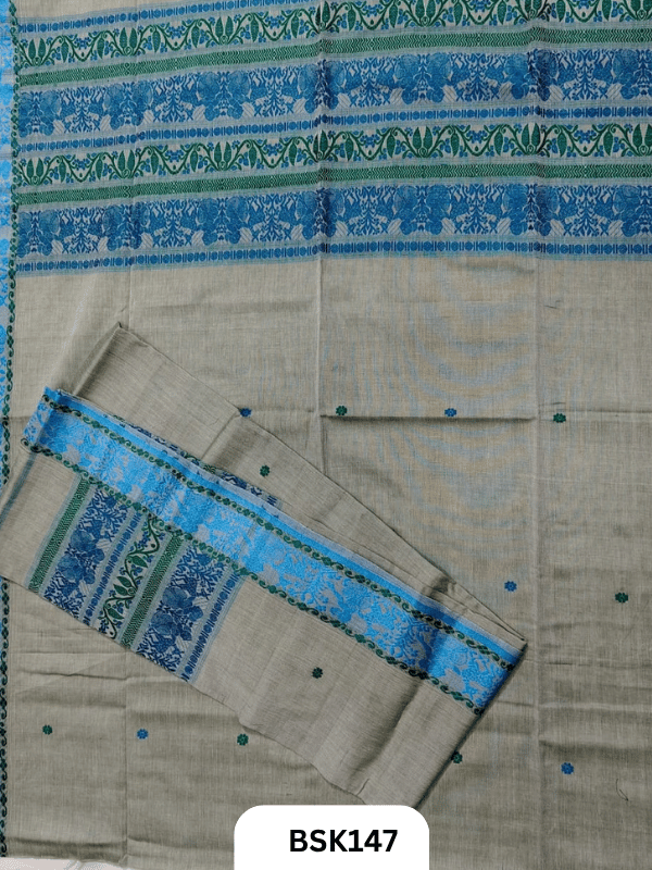 Exclusive Baluchari Handloom Pure Cotton Salwar Suit Set – Embroidered Top 2.5 m & Dupatta 2.5Mtr