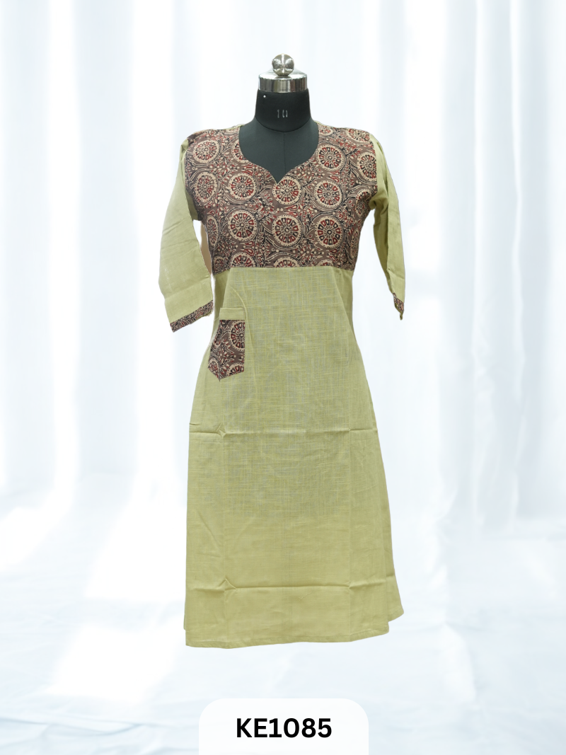 SLUB COTTON WITH NATURAL YOKE - ALINE KURTI