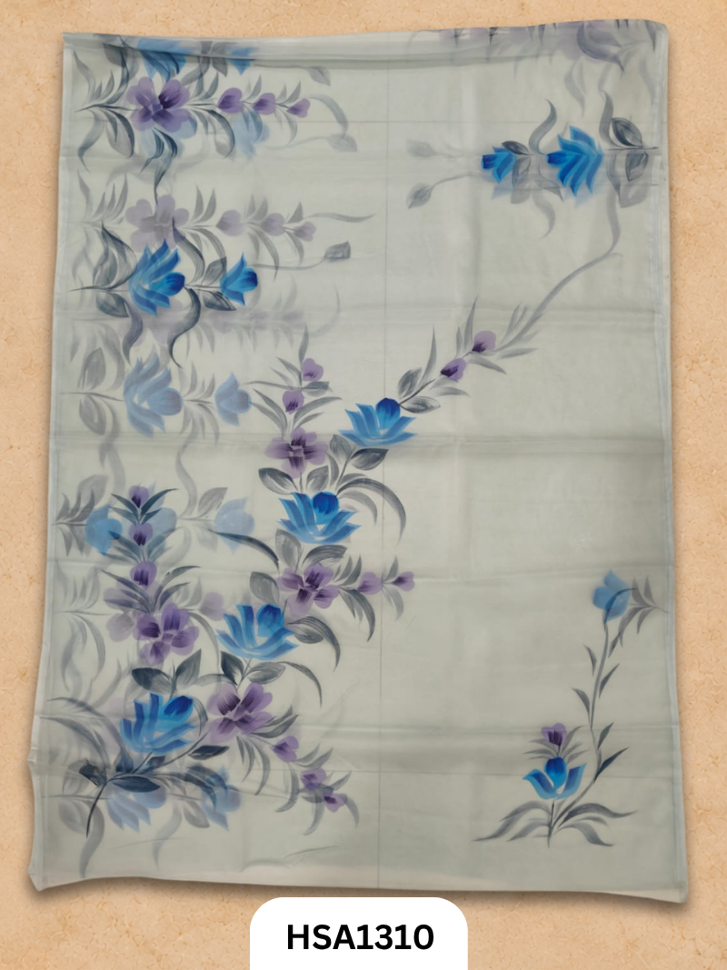 Hand painted Organza Saree with blouse