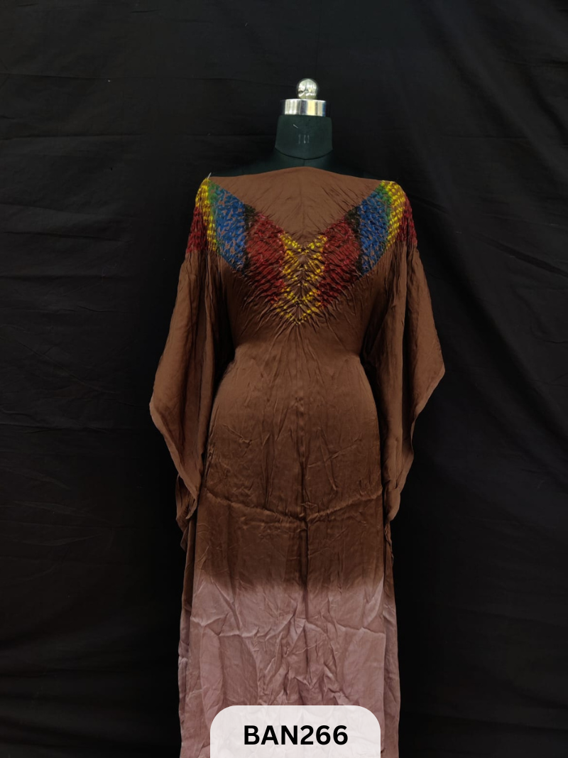 MODAL MULTI COLOUR SHIBORI SHADED UNSTITCHED KAFTAN