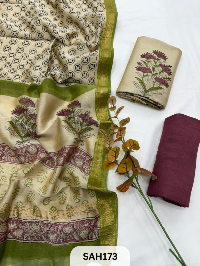 MAHESHWARI HANDBLOCK SALWAR SUIT 3PCS - UNSTITCHED
