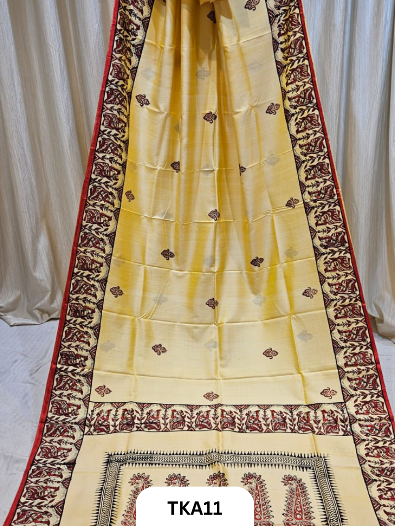 Pure Bishnupuri Silk Dual Shade Handblock