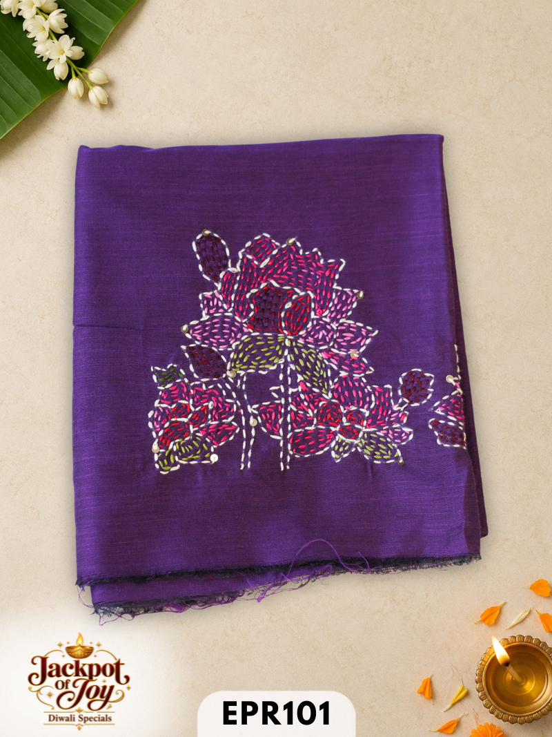Raw silk with Kantha Blouse