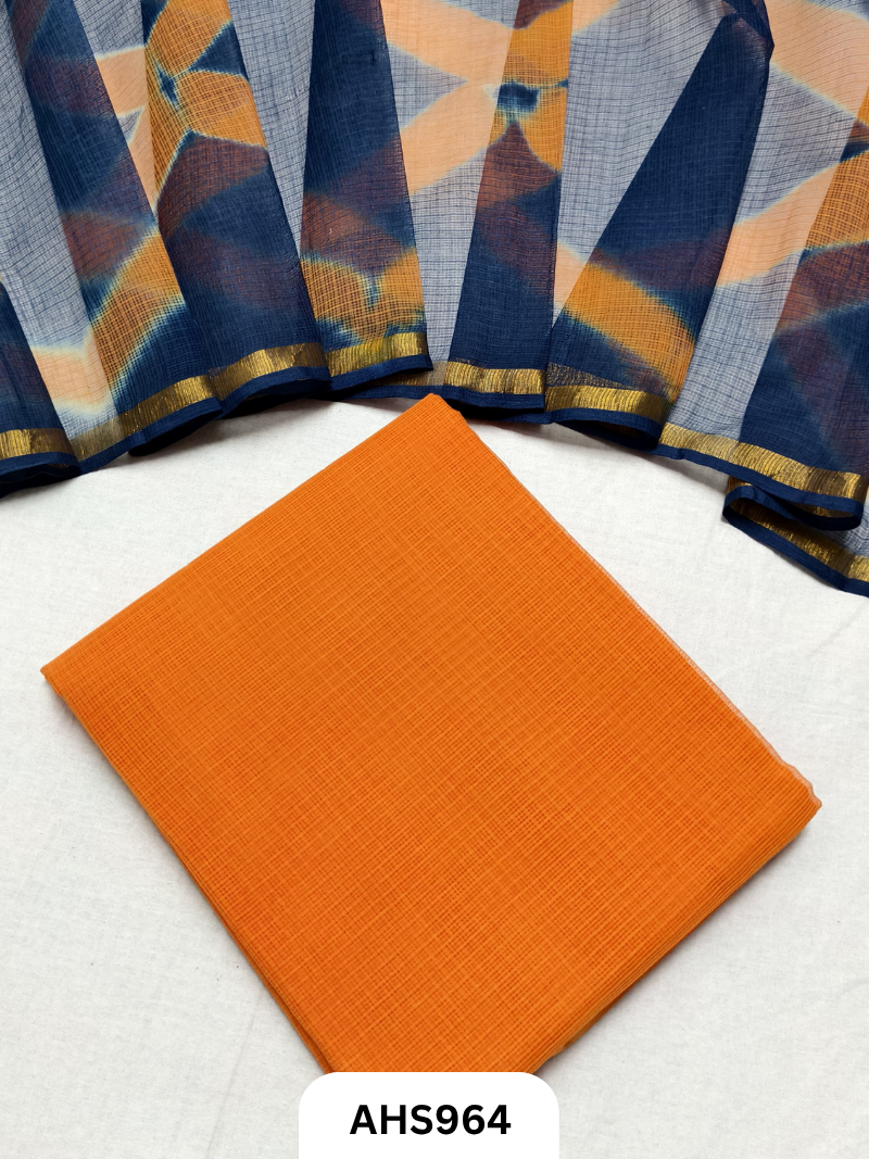 Pure Kota Cotton Shibori Print Dress Material Top & Dupatta 2.5mtr