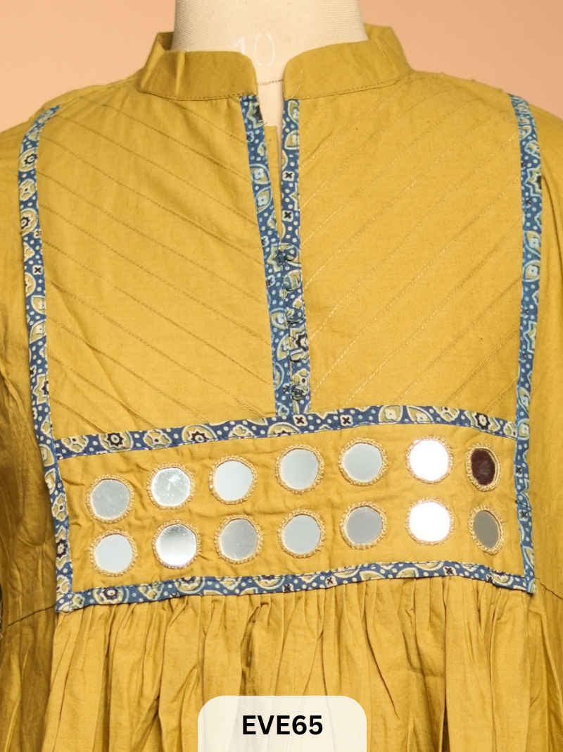 COTTON KURTI WITH MIRROR WORK