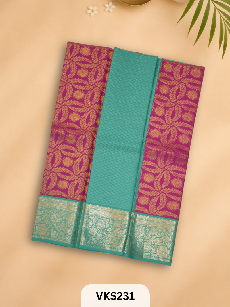 PURE KANCHIPURAM PATTU PAVADAI SET 1 - 2 YEAR