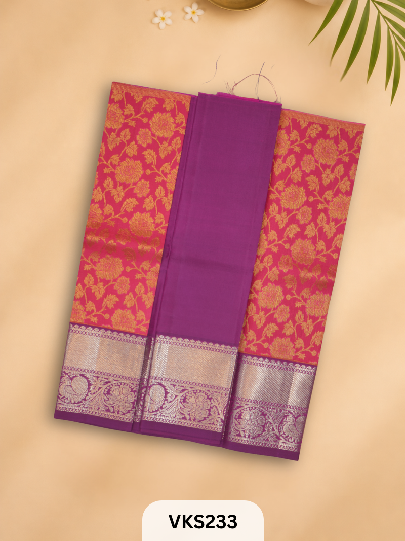 PURE KANCHIPURAM PATTU PAVADAI SET 1 - 2 YEAR