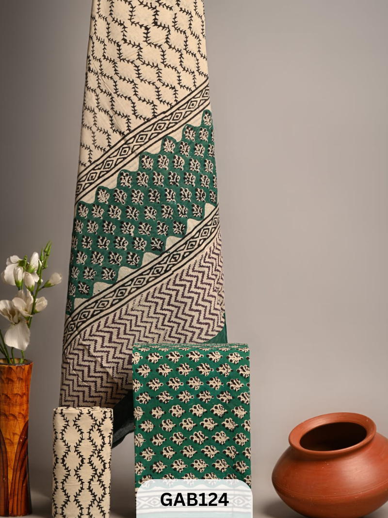 BEAUTIFUL HANDBLOCK COTTON SUITS WITH MULMUL COTTON DUPATTA
