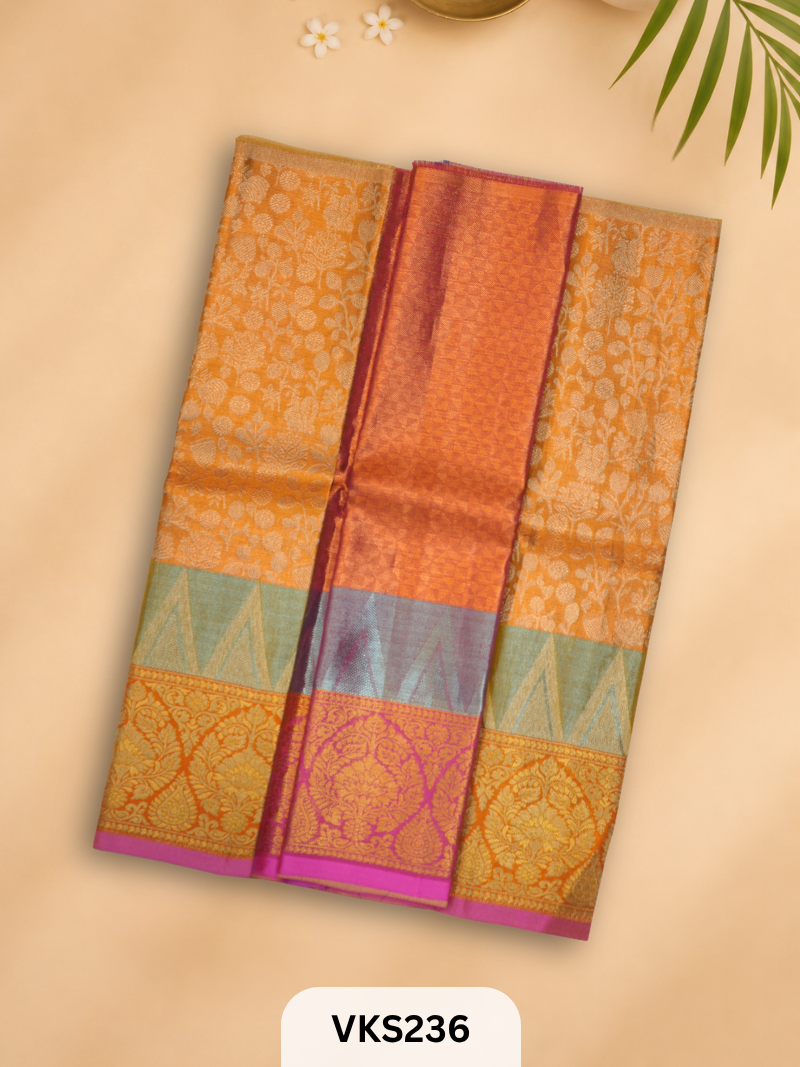 PURE KANCHIPURAM PATTU PAVADAI SET 1 - 2 YEAR