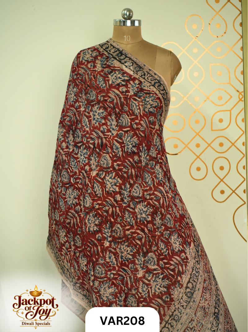 Pure Handblock Kalamkari Duppata