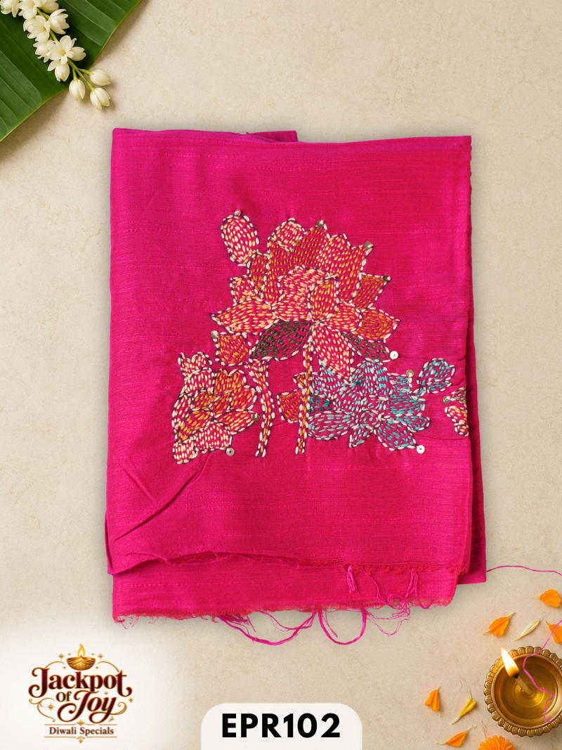 Raw silk with Kantha Blouse