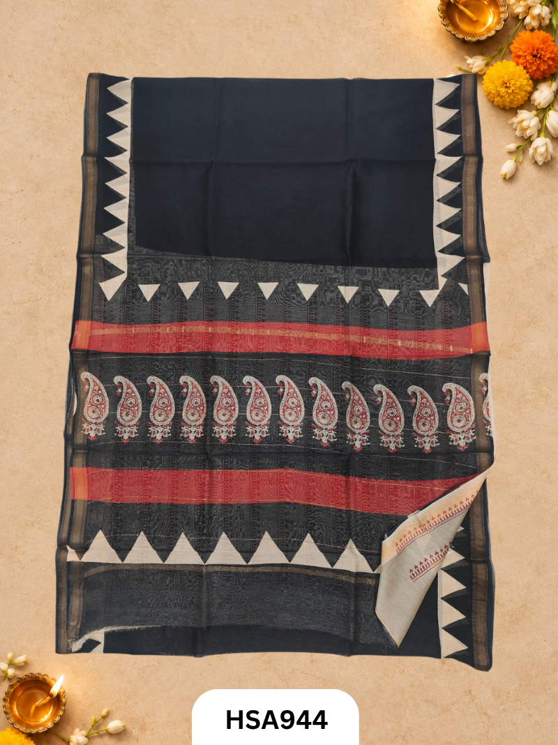 Pure Maheswari Silk Cotton - Handblock Print Saree With Blouse