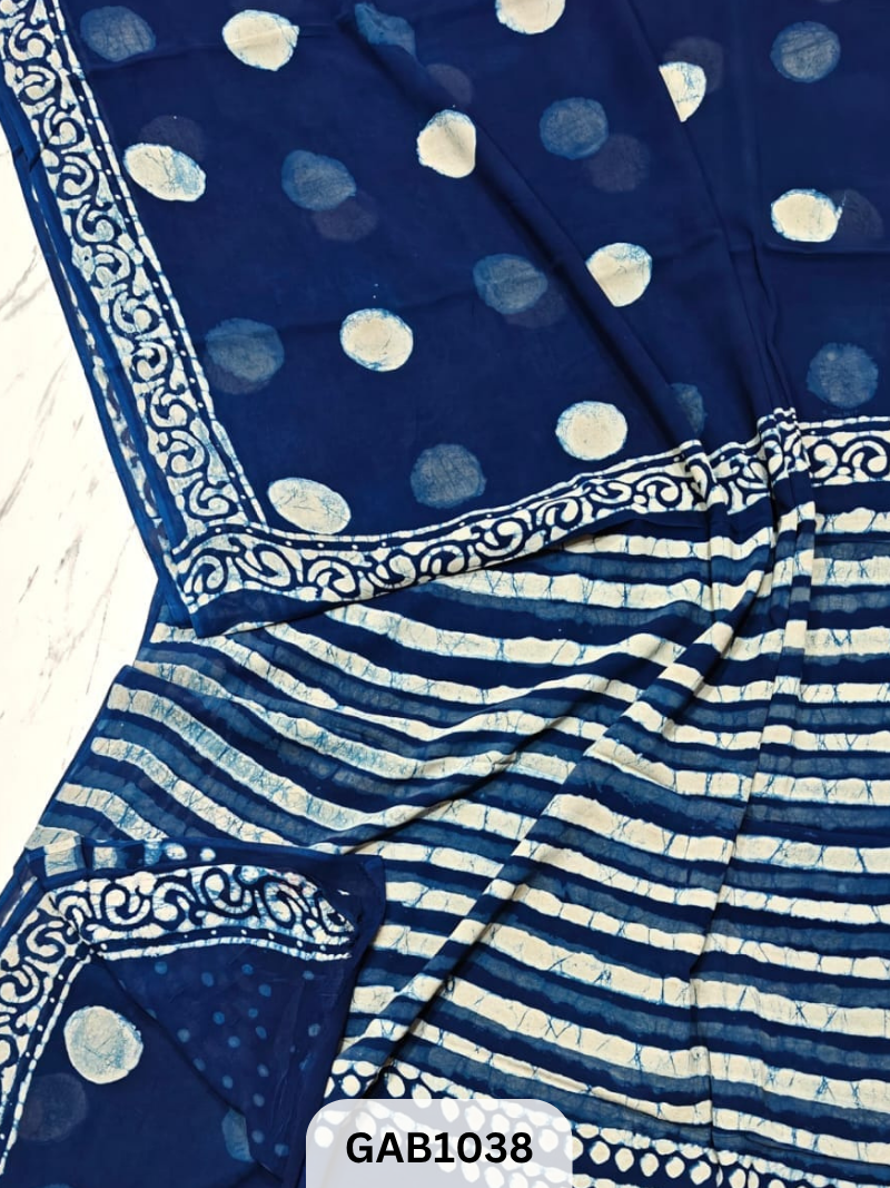 Premium Hand Block Printed Georgette Sarees with Blouse