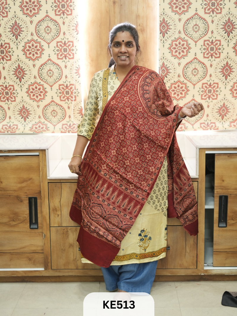 MASHRU HANDBLOCK PRINT STOLE