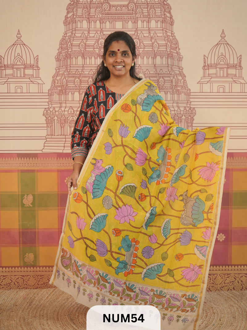 PURE CHANDERI WITH PENKALAMKARI DUPPATA