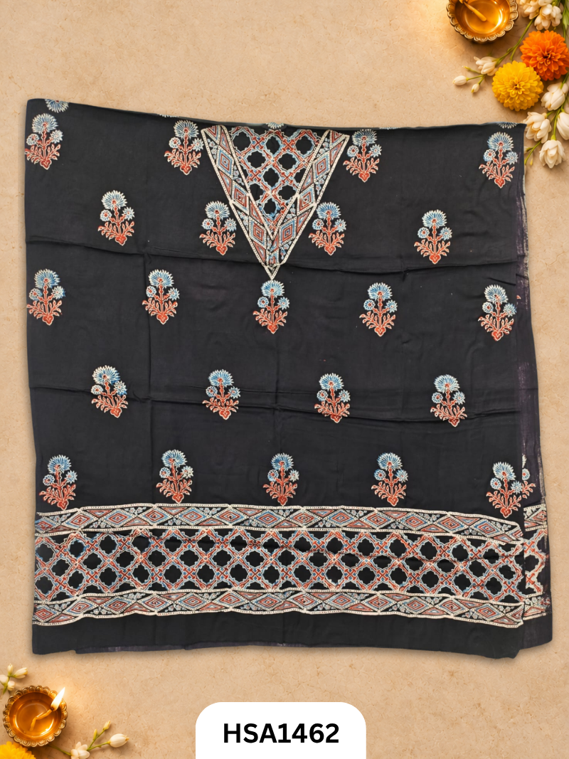 Ajrakh Hand Block Kuchh Printed Kaftan | Dress Material