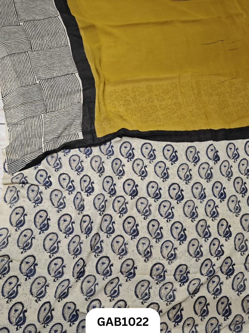 Premium Hand Block Printed Georgette Sarees with Blouse