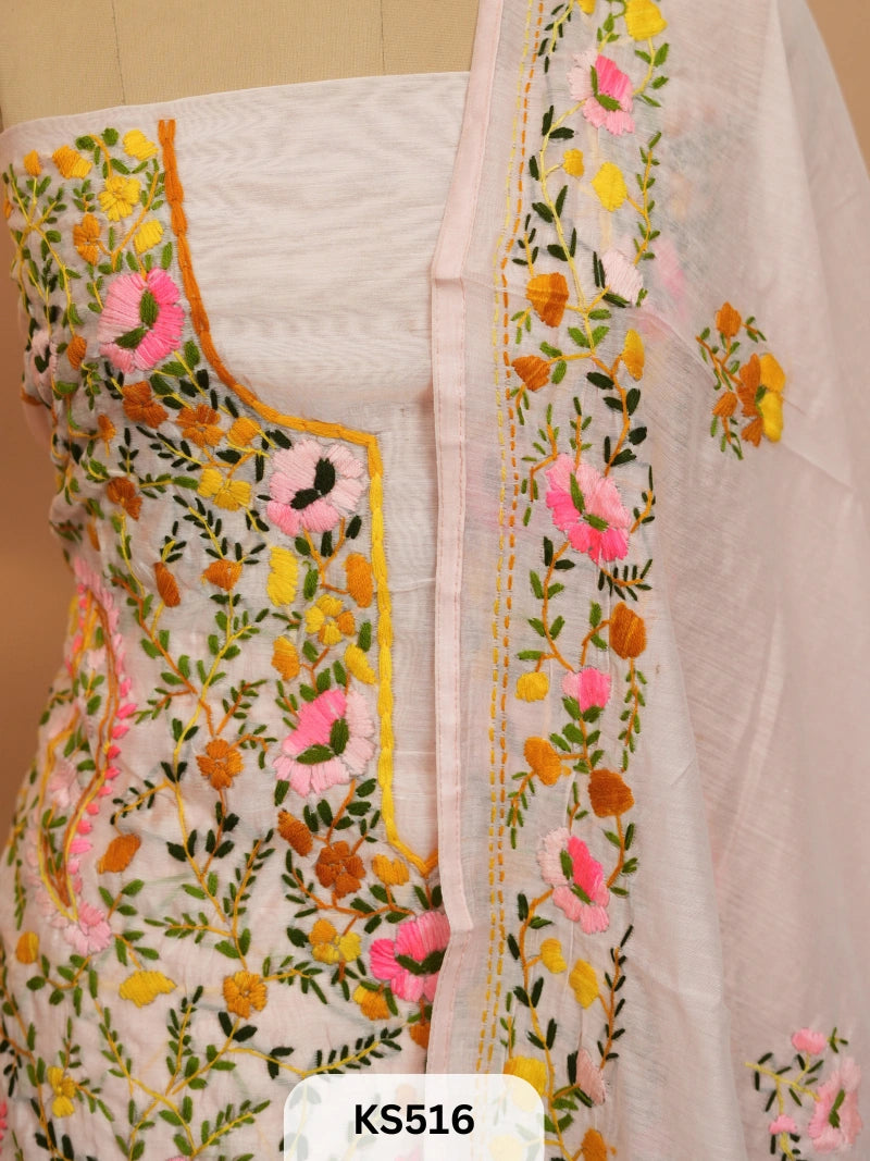Dupion Chanderi Silk With Hand Kantha Stitch