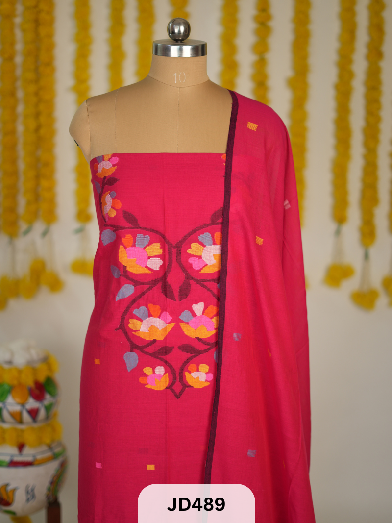 COTTON JAMDHANI TOP WITH DUPATTA
